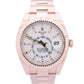 PAPERS Rolex Sky-Dweller 18K Rose Gold WHITE Fluted 42mm 326935 Watch BOX