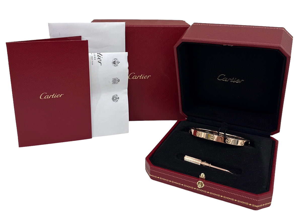 2021 Cartier Love Bracelet Size 18 18K Rose Gold Box Papers