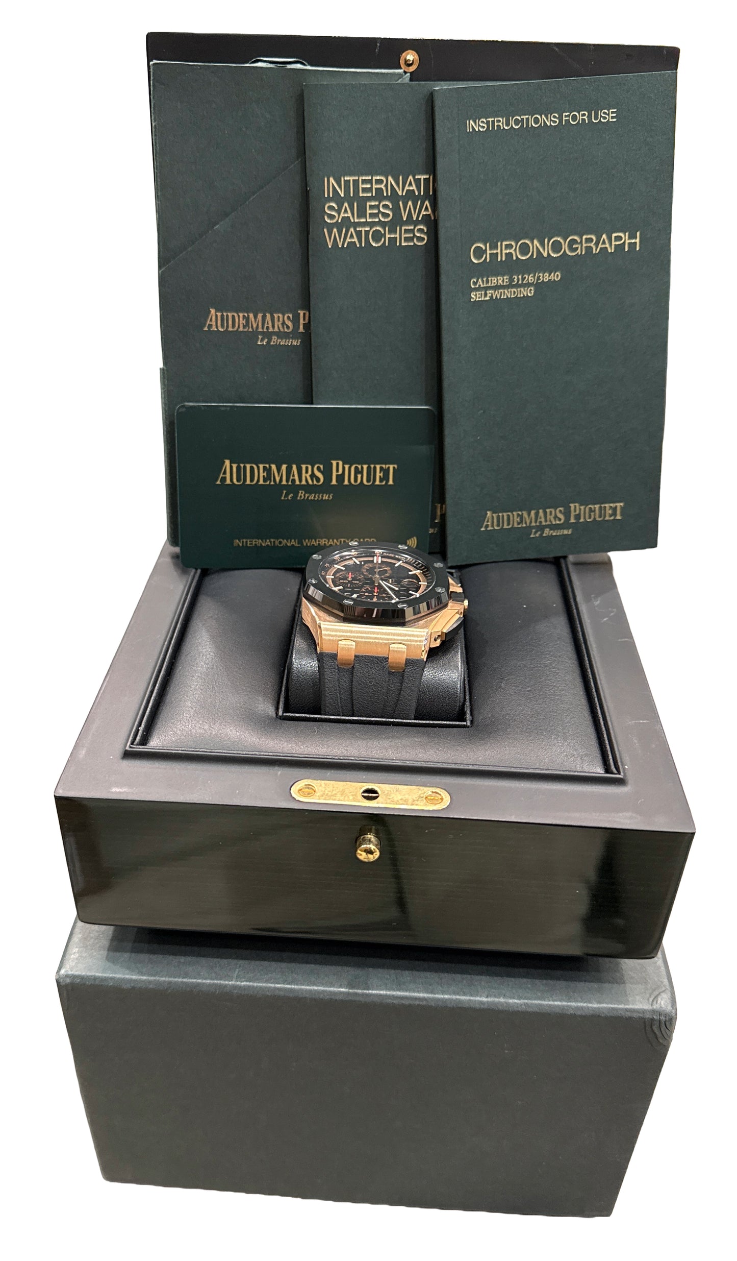 PAPERS Audemars Piguet Royal Oak Offshore BLACK 18K Rose Gold 44mm 26401RO BOX