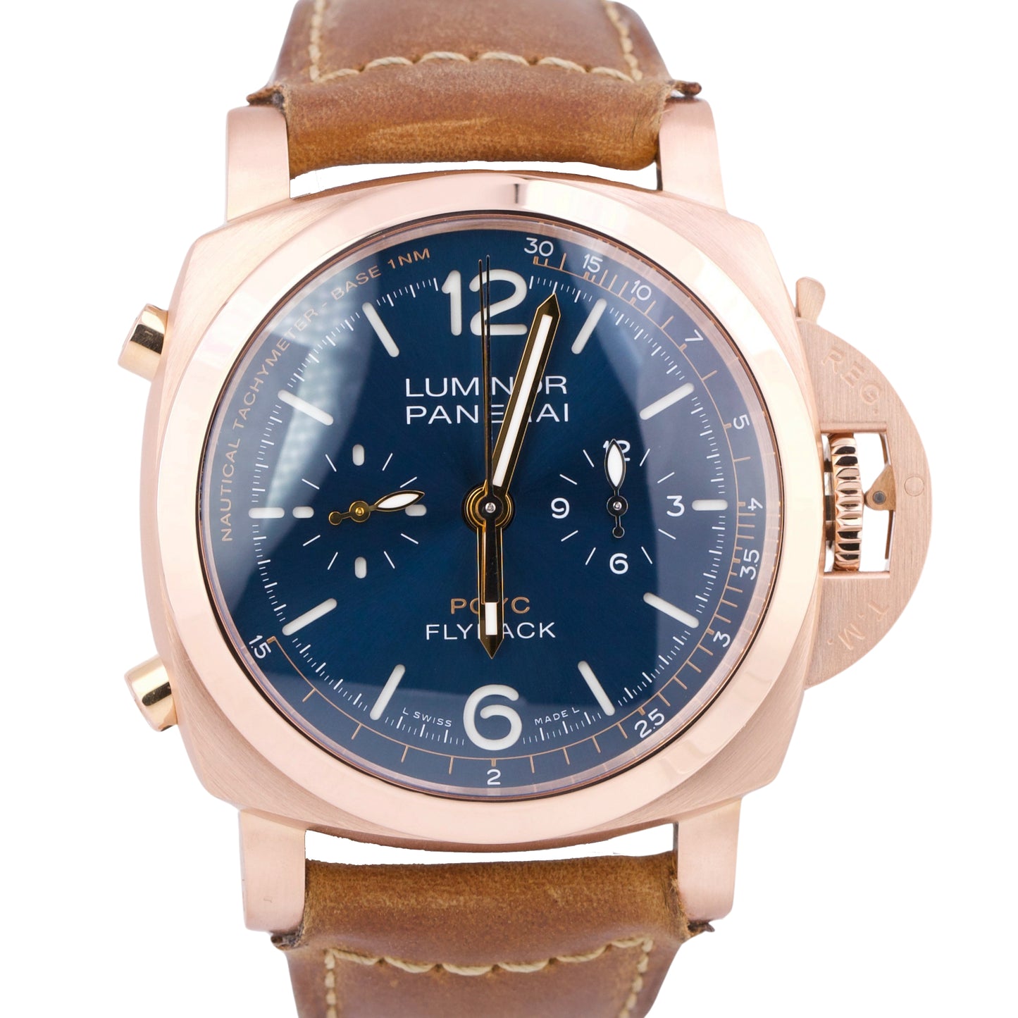 Panerai Luminor Yachts Challenge PAM1020 18K Rose Gold Blue 44mm Watch PAM01020