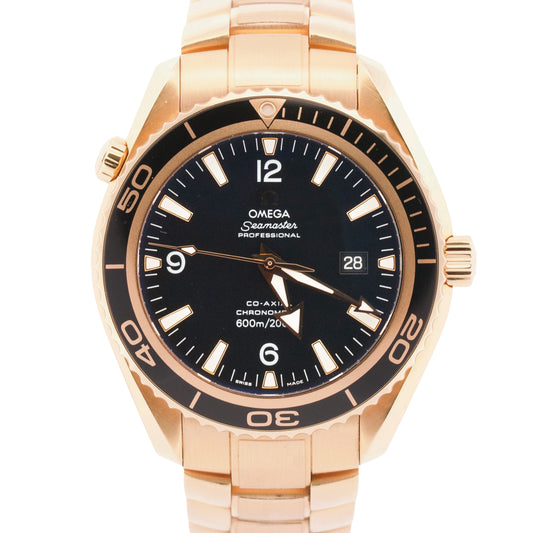 PAPERS Omega Seamaster Planet Ocean 600M 18K ROSE GOLD 222.60.46.20.01.001 BOX
