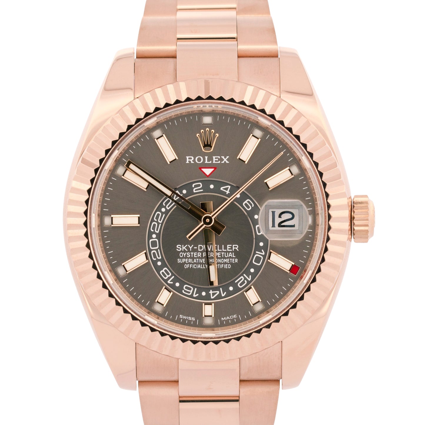 2021 Rolex Sky-Dweller 18K Gold Slate Rhodium Oyster 42mm 326935 Box Papers