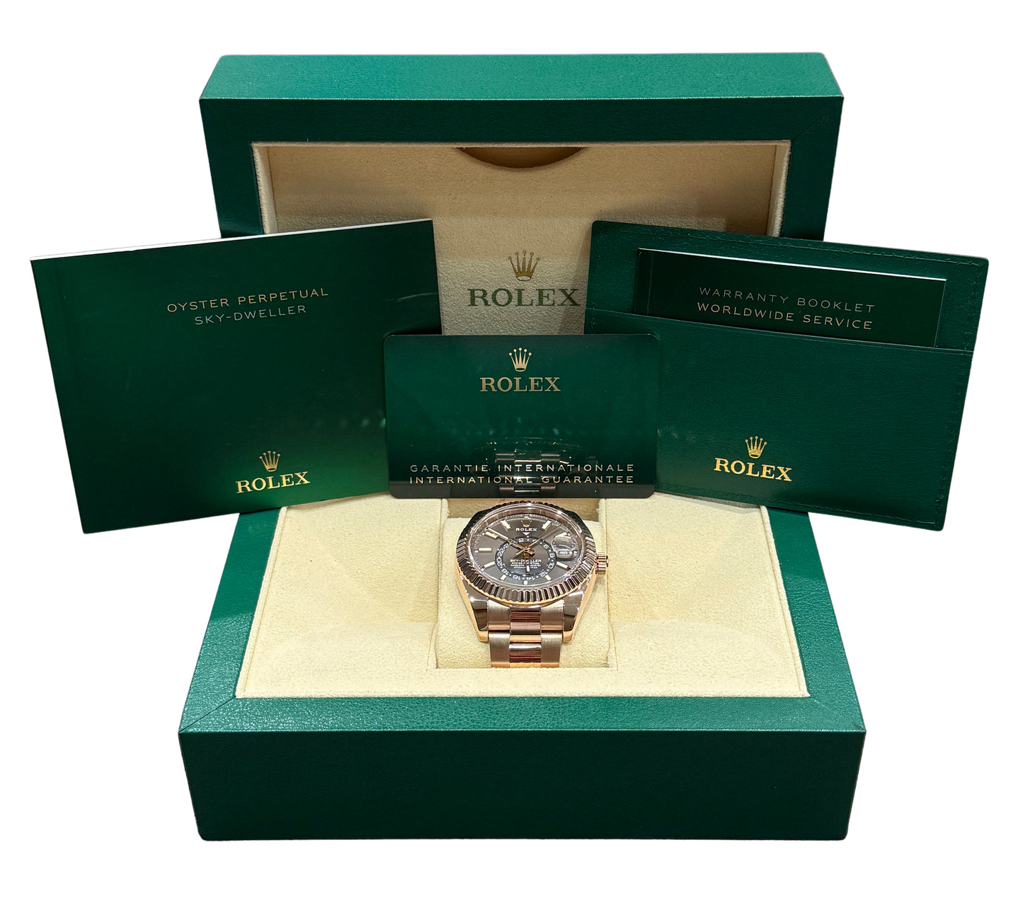 2021 Rolex Sky-Dweller 18K Gold Slate Rhodium Oyster 42mm 326935 Box Papers
