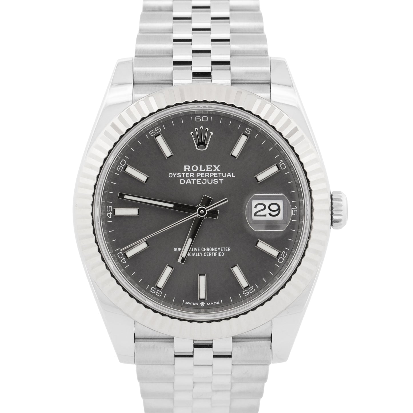 2022 PAPERS Rolex DateJust 41 RHODIUM 18K Gold Steel 41mm JUBILEE 126334 BOX