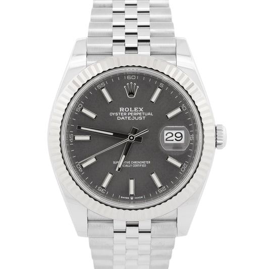 2022 PAPERS Rolex DateJust 41 RHODIUM 18K Gold Steel 41mm JUBILEE 126334 BOX