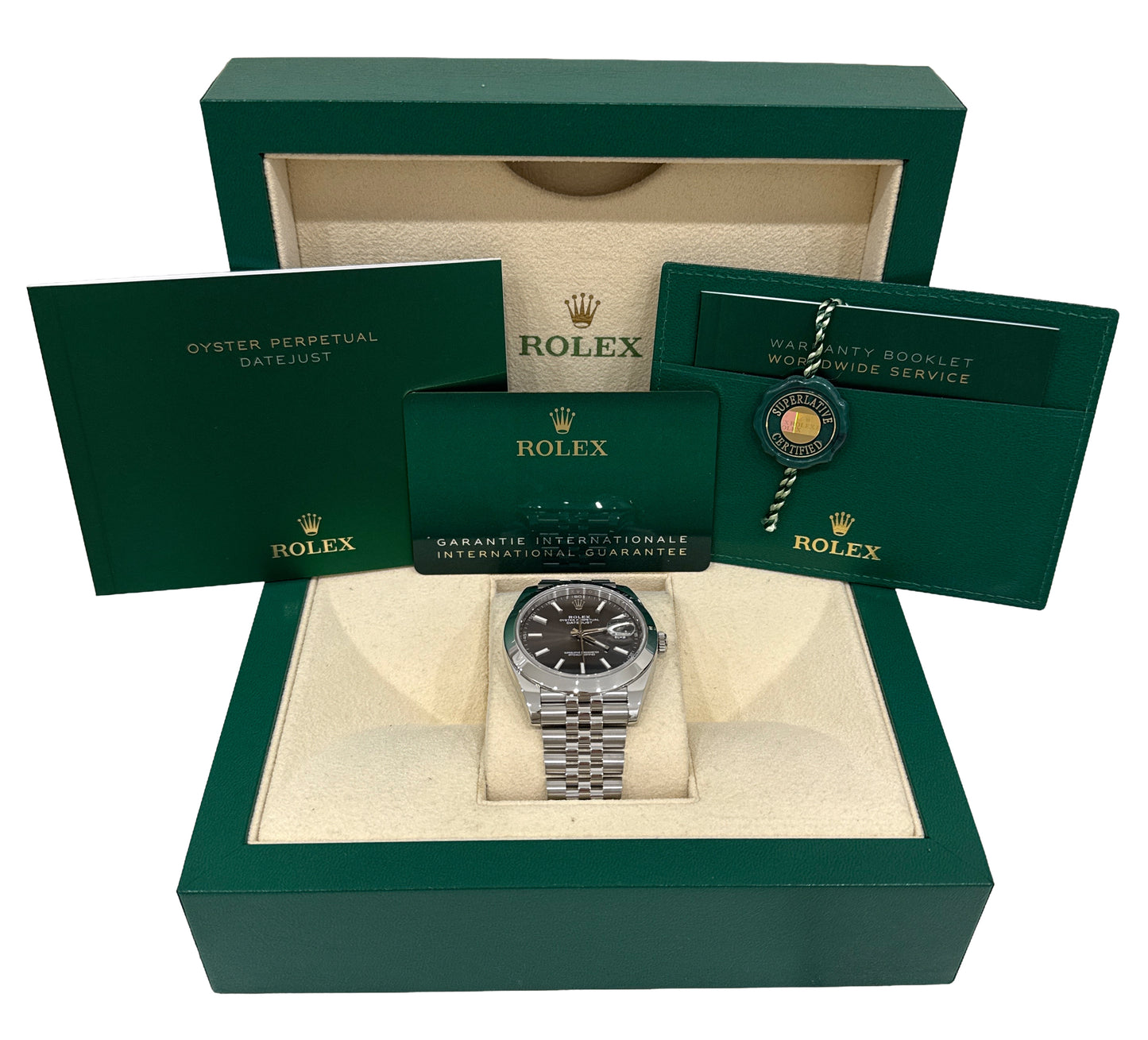 2022 PAPERS Rolex DateJust RHODIUM Stainless Steel 41mm JUBILEE Watch 126300 BOX