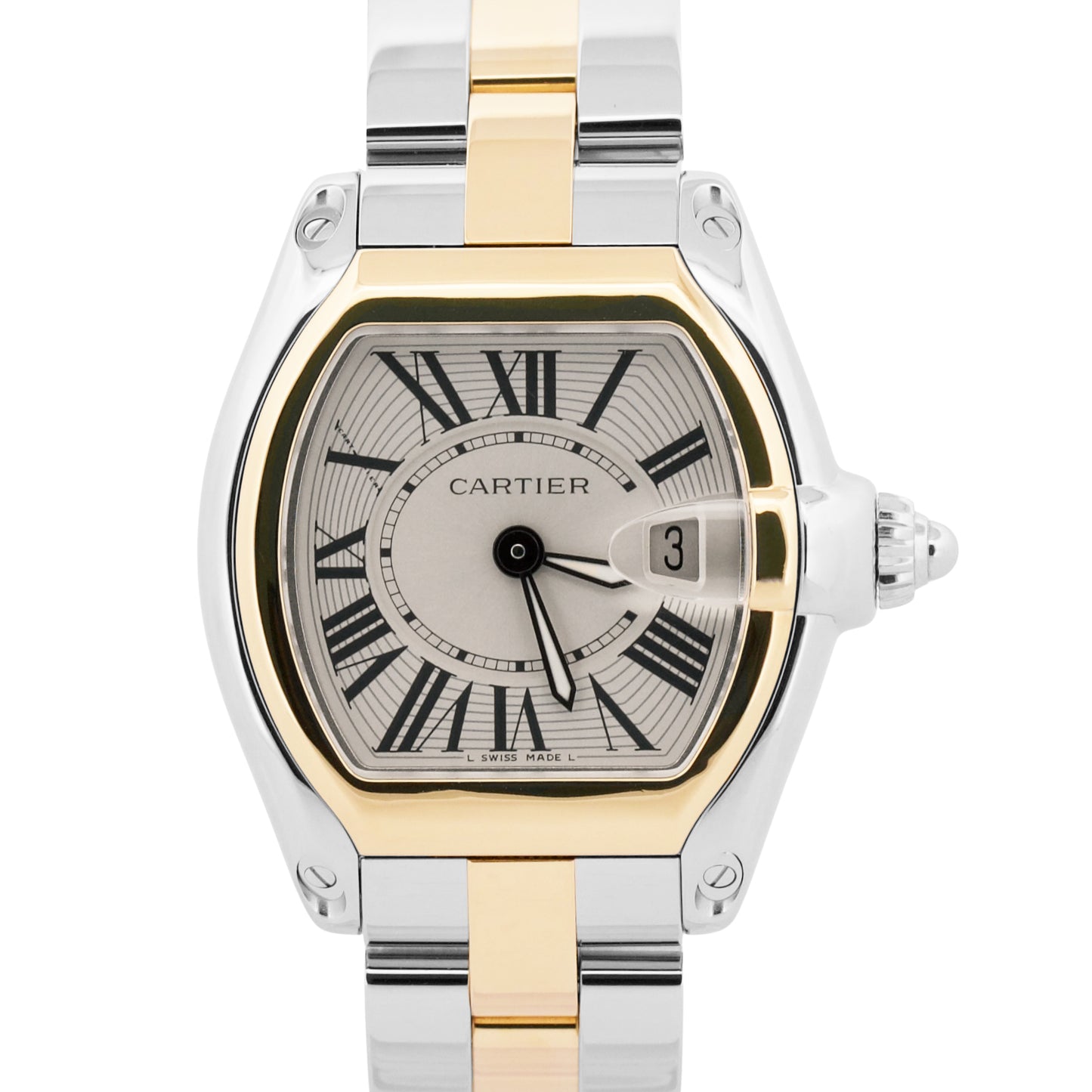 Ladies Cartier Roadster Silver Roman 31mm Quartz 18K Steel 2675 W62026Y4 Watch