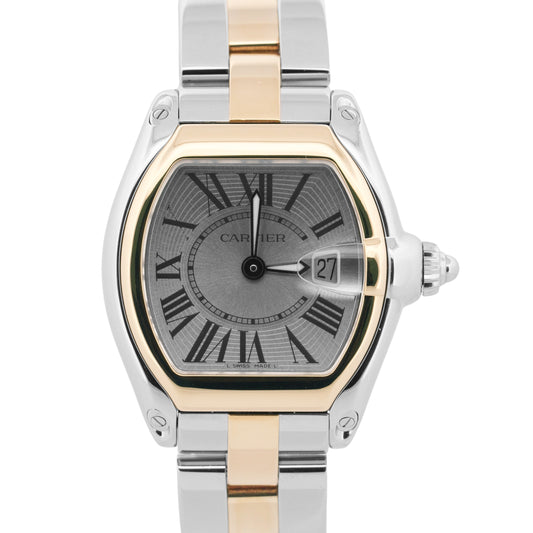 Ladies Cartier Roadster SILVER Roman 31mm Quartz 18K Steel 2675 W62026Y4 Watch