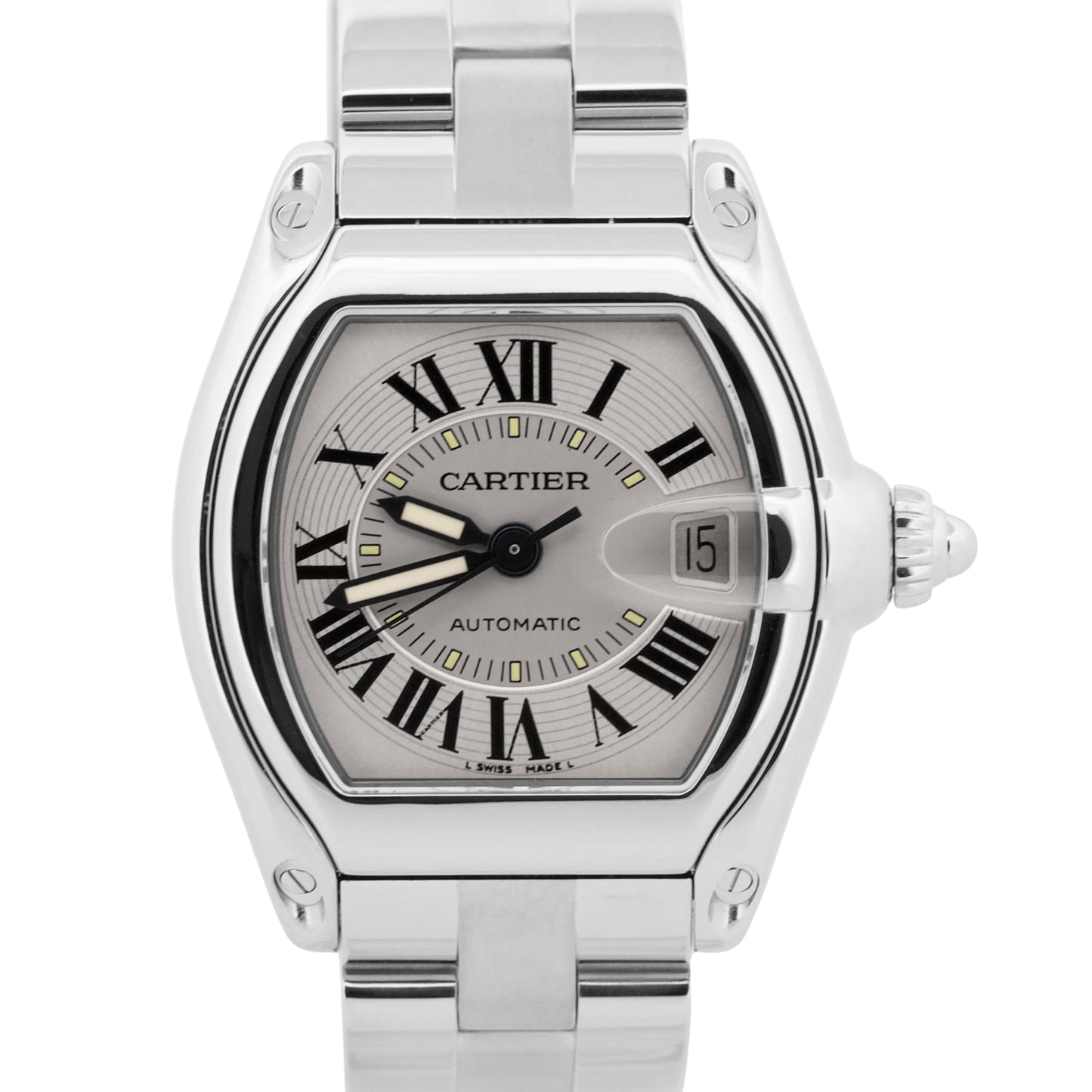 Cartier Roadster 2510 W62000V3 Silver Roman Stainless Automatic 35mm Watch