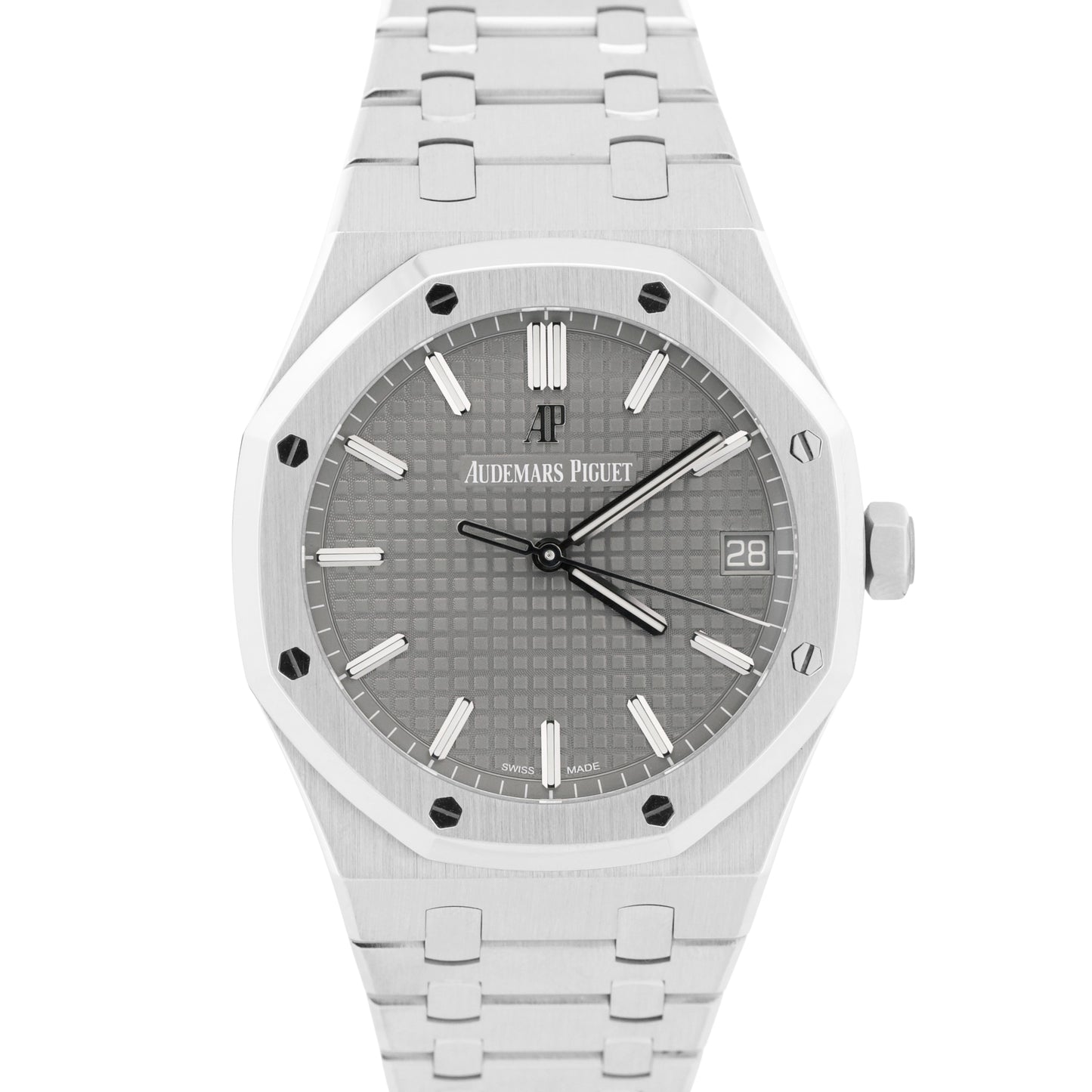 MINT Audemars Piguet Royal Oak Gray RHODIUM 41mm Stainless Steel 15500ST Watch