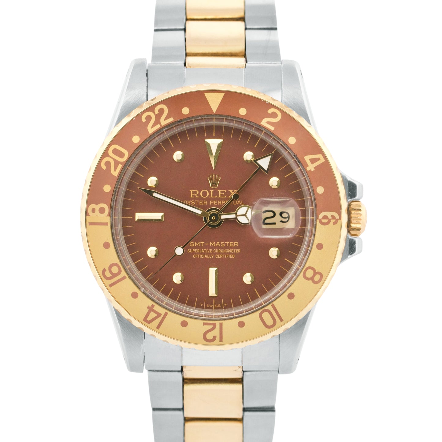 VINTAGE 1971 PAPERS Rolex GMT-Master ROOT BEER  Brown 18K OYSTER 40mm 1675 BOX