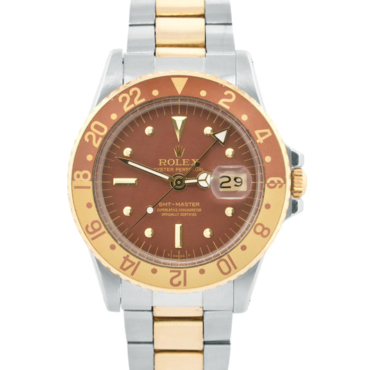 VINTAGE 1971 PAPERS Rolex GMT-Master ROOT BEER  Brown 18K OYSTER 40mm 1675 BOX