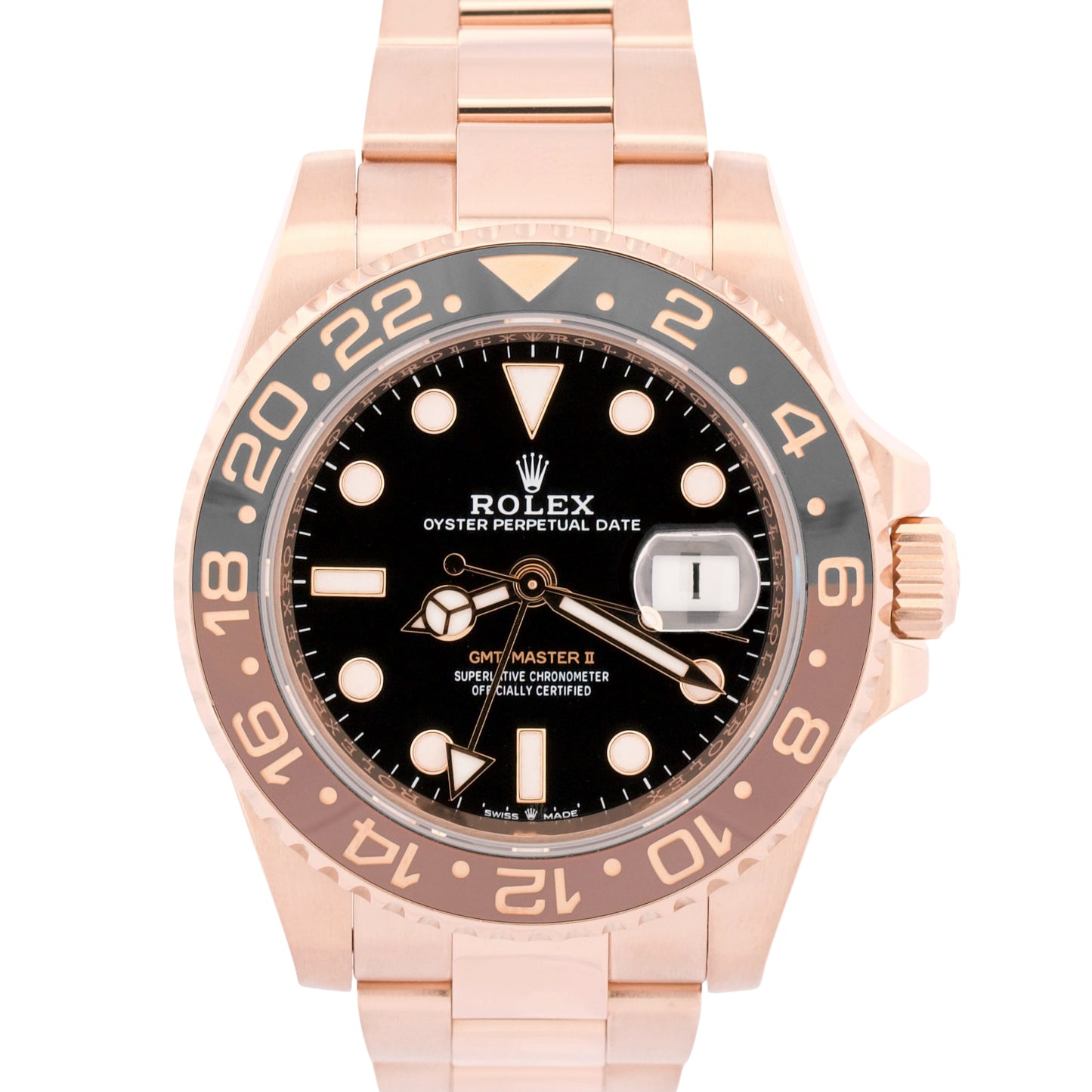2022 PAPERS Rolex GMT-Master II ROOT BEER 18K Rose Gold 40mm 126715 CHNR BOX
