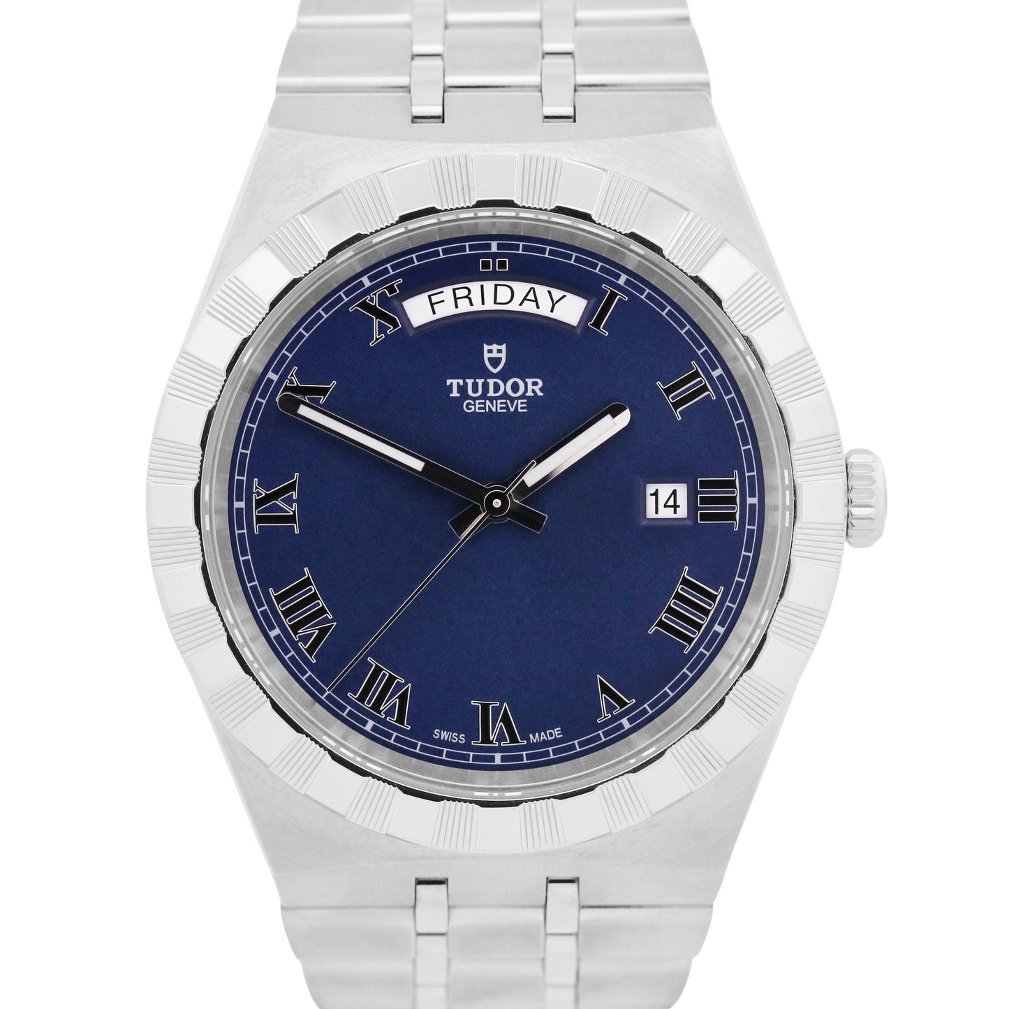 Tudor Royal 41mm BLUE ROMAN Stainless Steel Day-Date 28600 Automatic Watch BOX