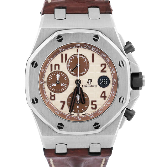 Audemars Piguet Royal Oak Offshore 26470ST Safari Brown Leather Steel 42mm Box