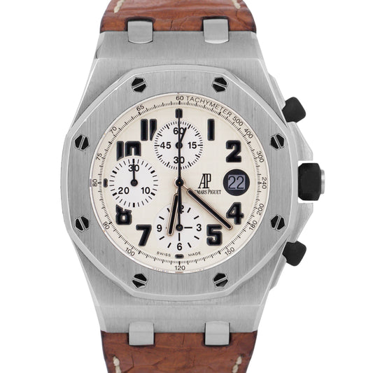 PAPERS Audemars Piguet Royal Oak Offshore SAFARI Ivory Steel 42mm 26170ST BOX