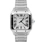 NEW STICKERED PAPERS Cartier Santos 39.8mm White Roman Steel 4072 WSSA0018 BOX
