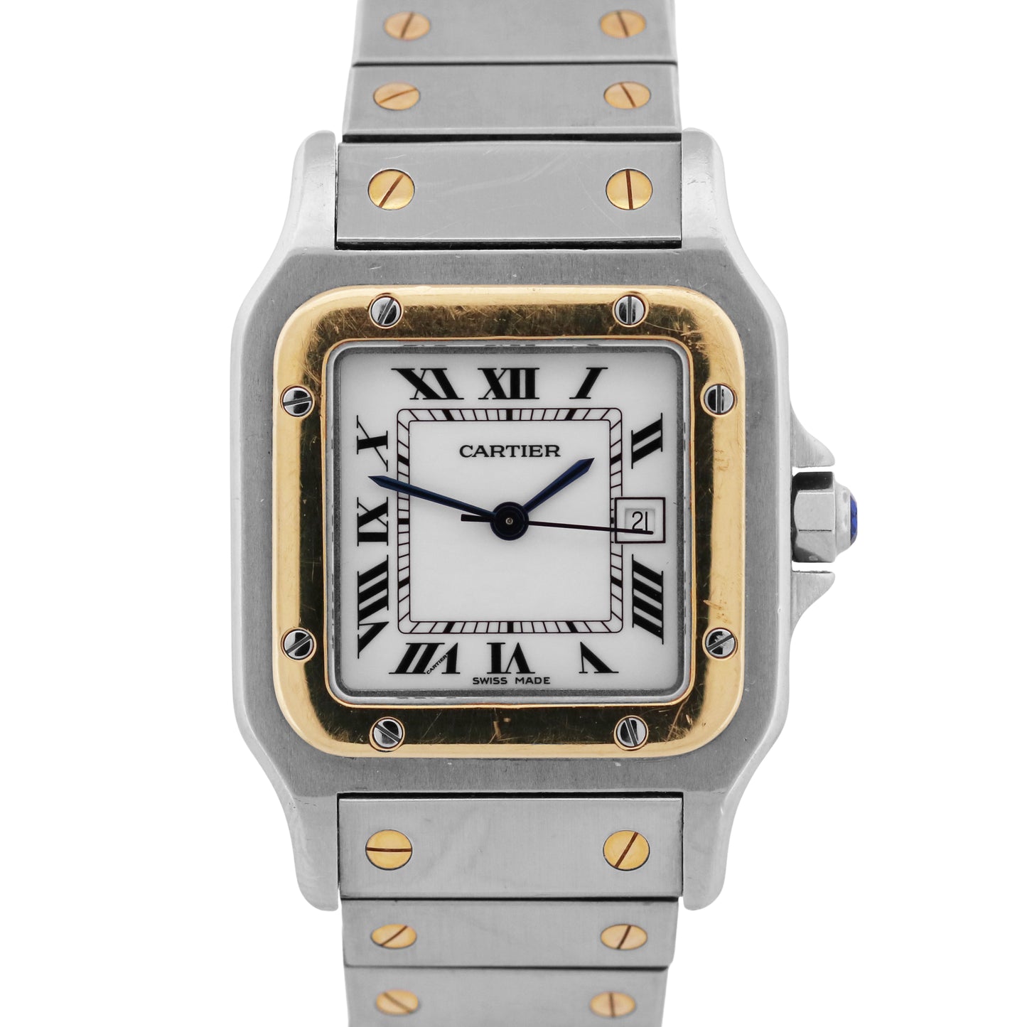 PAPERS Cartier Santos Two-Tone 18k Steel WHITE Roman Automatic 29mm 2961 BOX