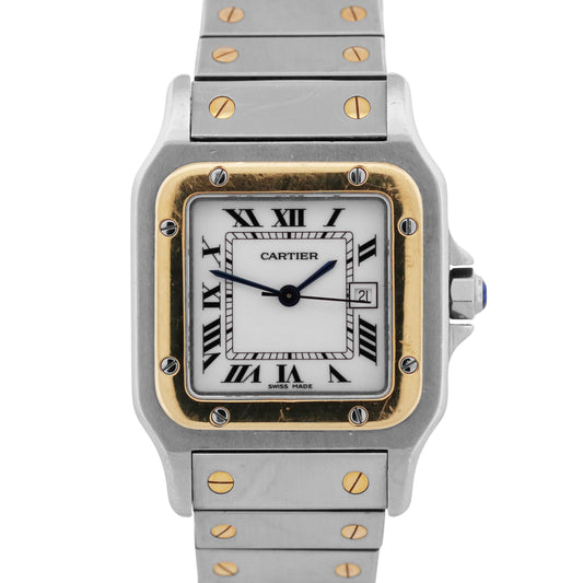 PAPERS Cartier Santos Two-Tone 18k Steel WHITE Roman Automatic 29mm 2961 BOX
