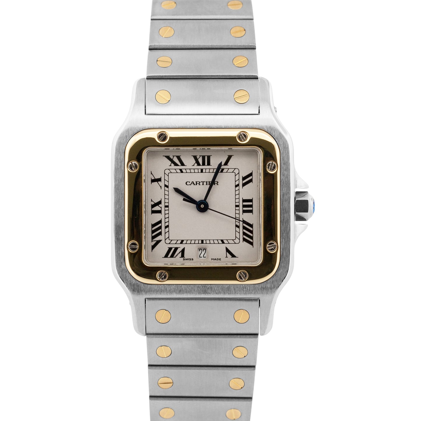 Ladies Cartier Santos Galbee IVORY Two-Tone Gold Steel 29mm Quartz 1566 W20011C4