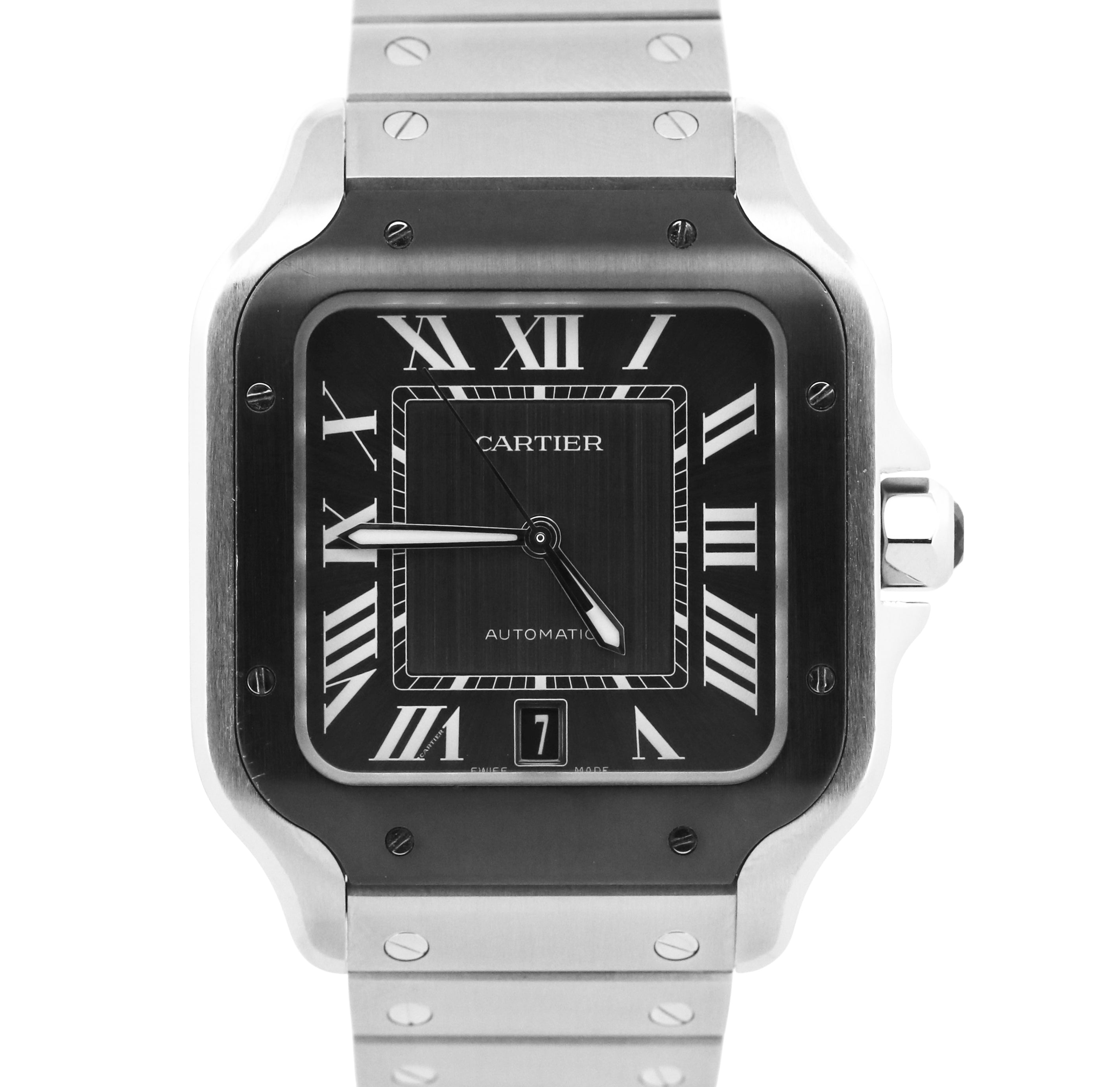 2026 SERVICE PAPERS Cartier Santos 39.8mm BLACK ADLC Steel 4072