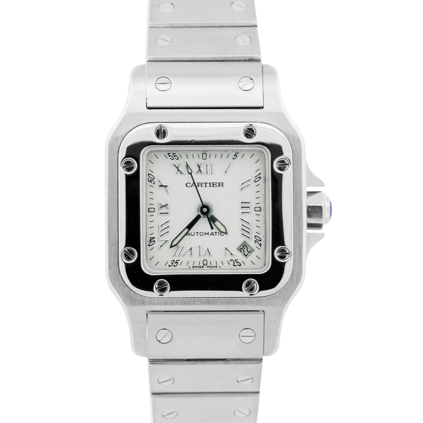 MINT PAPERS Cartier Santos Galbee Steel SILVER Roman Automatic 24mm 2423 BOX