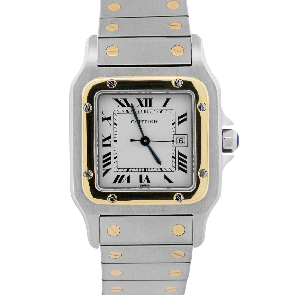 Cartier Santos Carree 2961 Two-Tone White Roman 18k Steel Automatic 29mm Watch