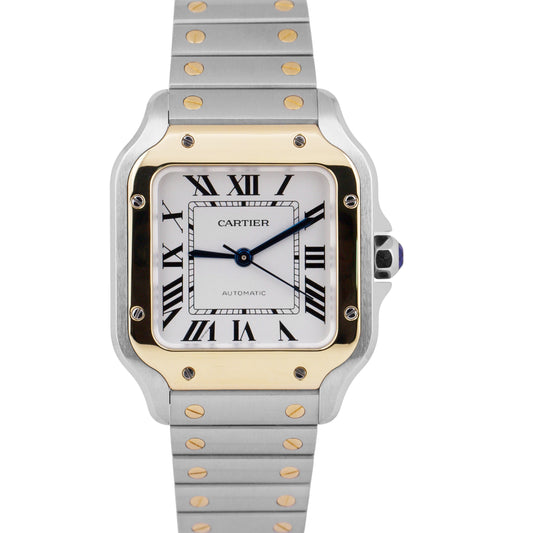 MINT 2020 PAPERS Cartier Santos 35mm Steel 18K Gold W2SA0016 4075 Watch BOX