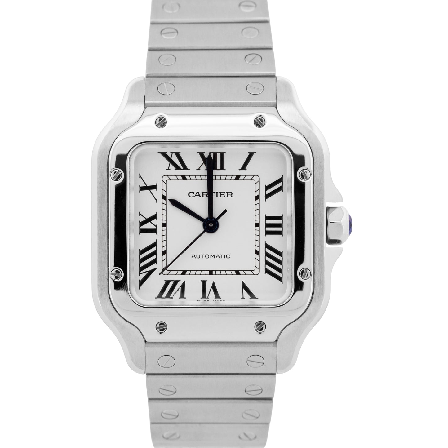 2022 PAPERS Cartier Santos Mid-Size 35mm Stainless Steel White WSSA0029 4075 BOX