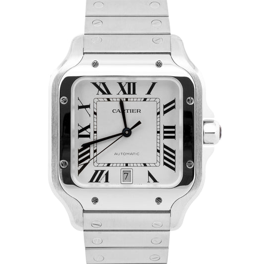 Cartier Santos WSSA0018 4072 White Roman Stainless Steel 39.8mm Box Papers