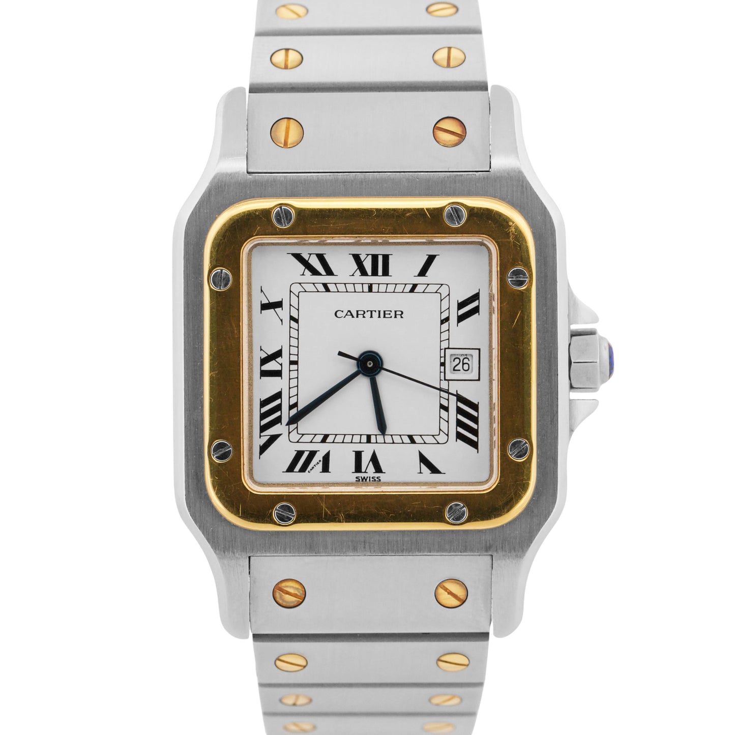 PAPERS Cartier Santos Two-Tone 18k Steel WHITE Roman Automatic 29mm 2961 BOX