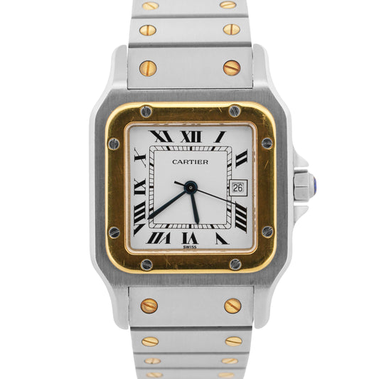 PAPERS Cartier Santos Two-Tone 18k Steel WHITE Roman Automatic 29mm 2961 BOX