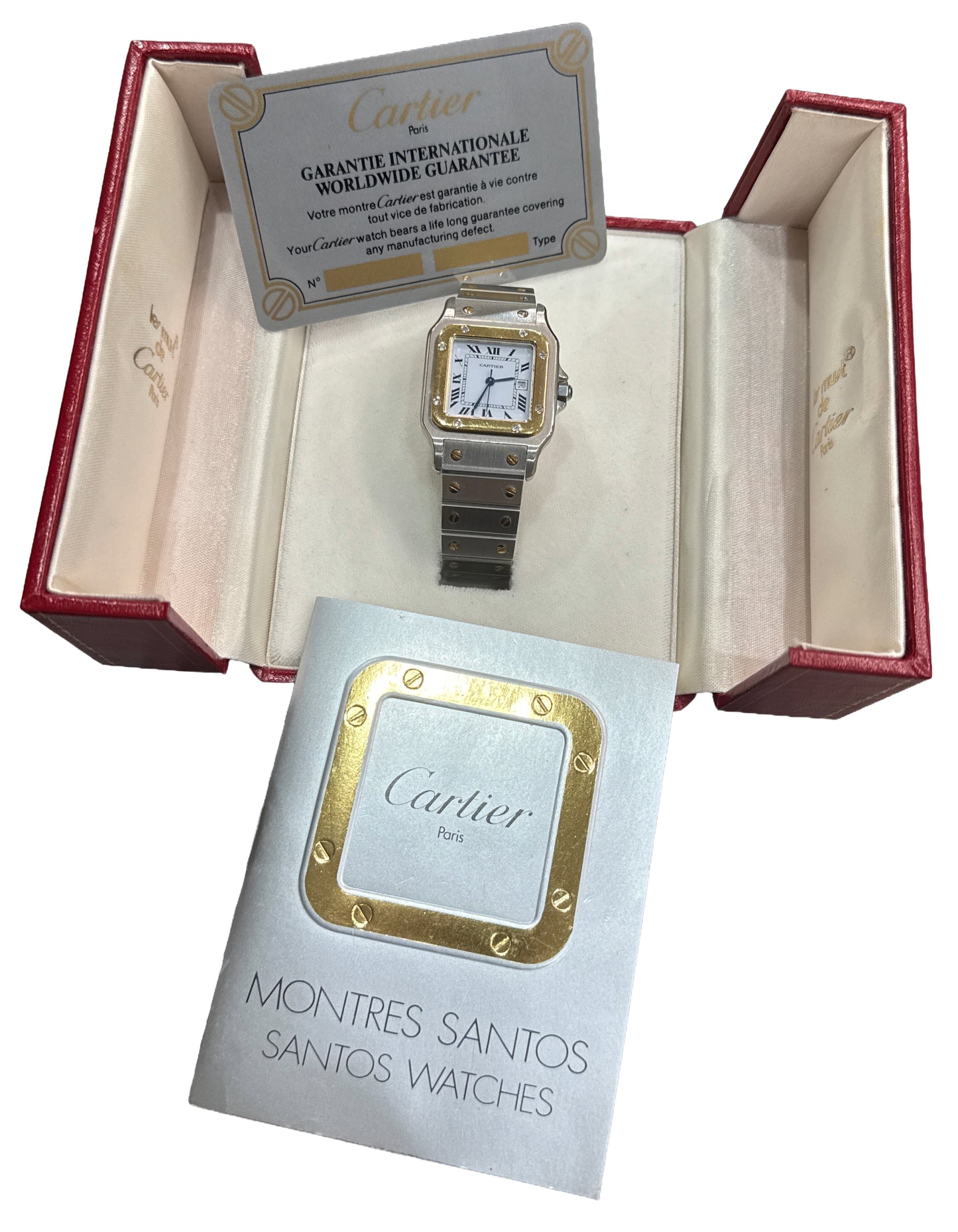 PAPERS Cartier Santos Two-Tone 18k Steel WHITE Roman Automatic 29mm 2961 BOX