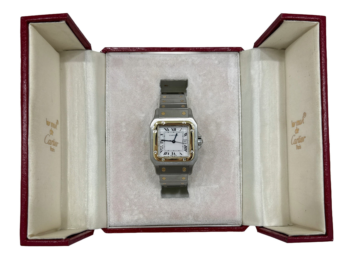 Cartier Santos Carree 2961 White Roman 18k Steel Automatic Two-Tone 29mm Box