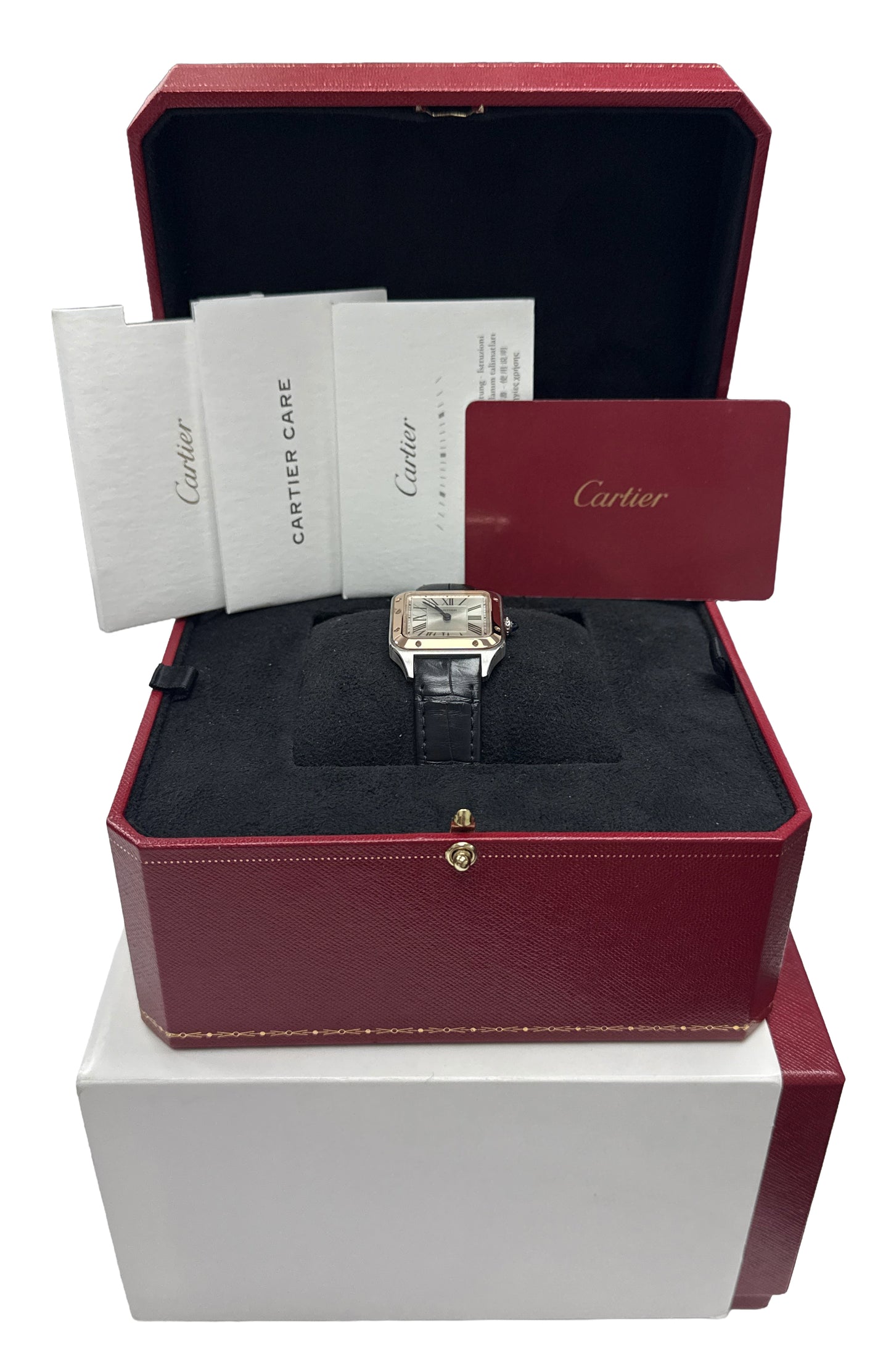 2024 PAPERS Cartier Santos Dumont Two-Tone 18k SILVER 27.5mm W2SA0012 4242 BOX
