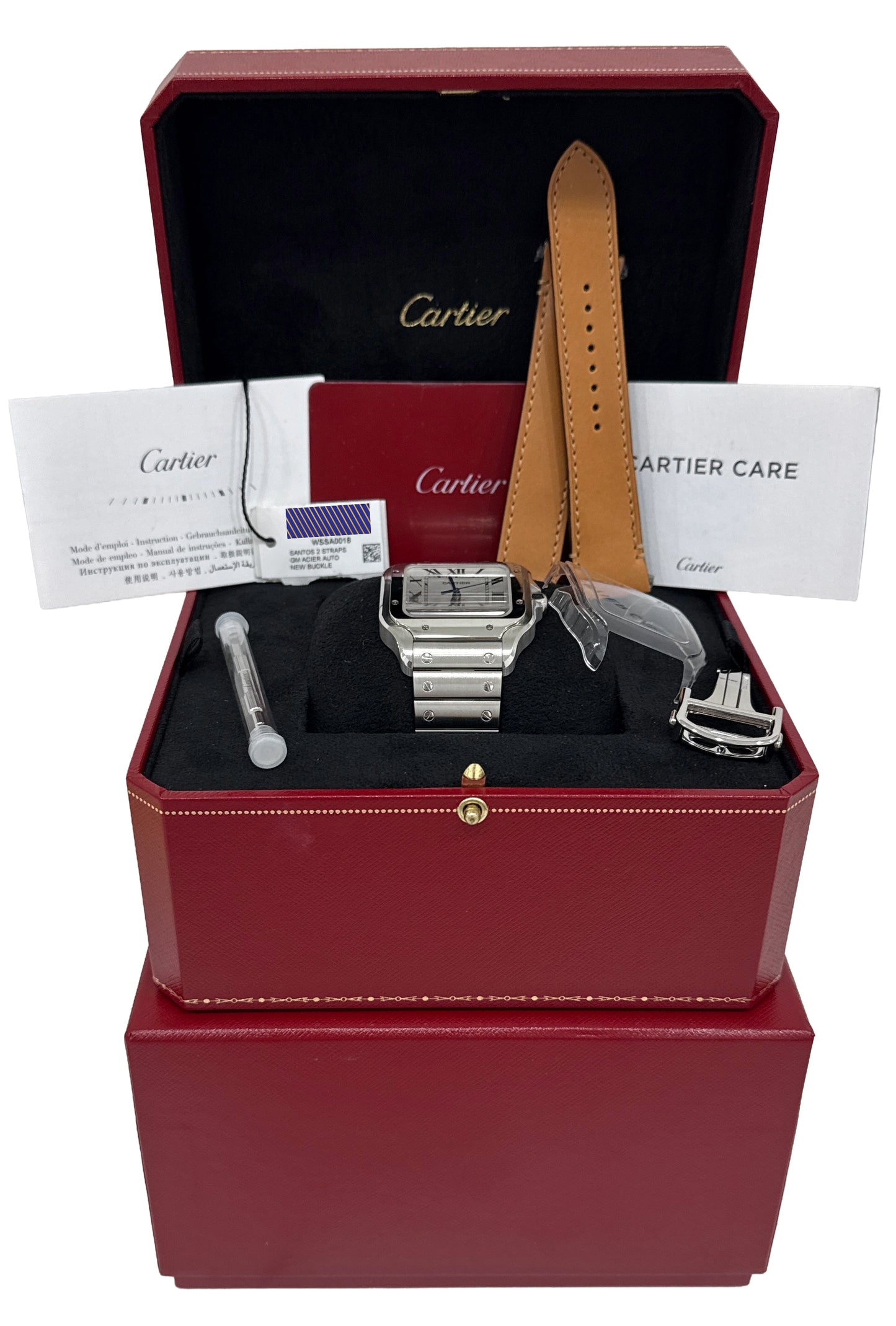 PAPERS Cartier Santos 39.8mm WHITE ROMAN Stainless Steel 4072 WSSA0018 BOX