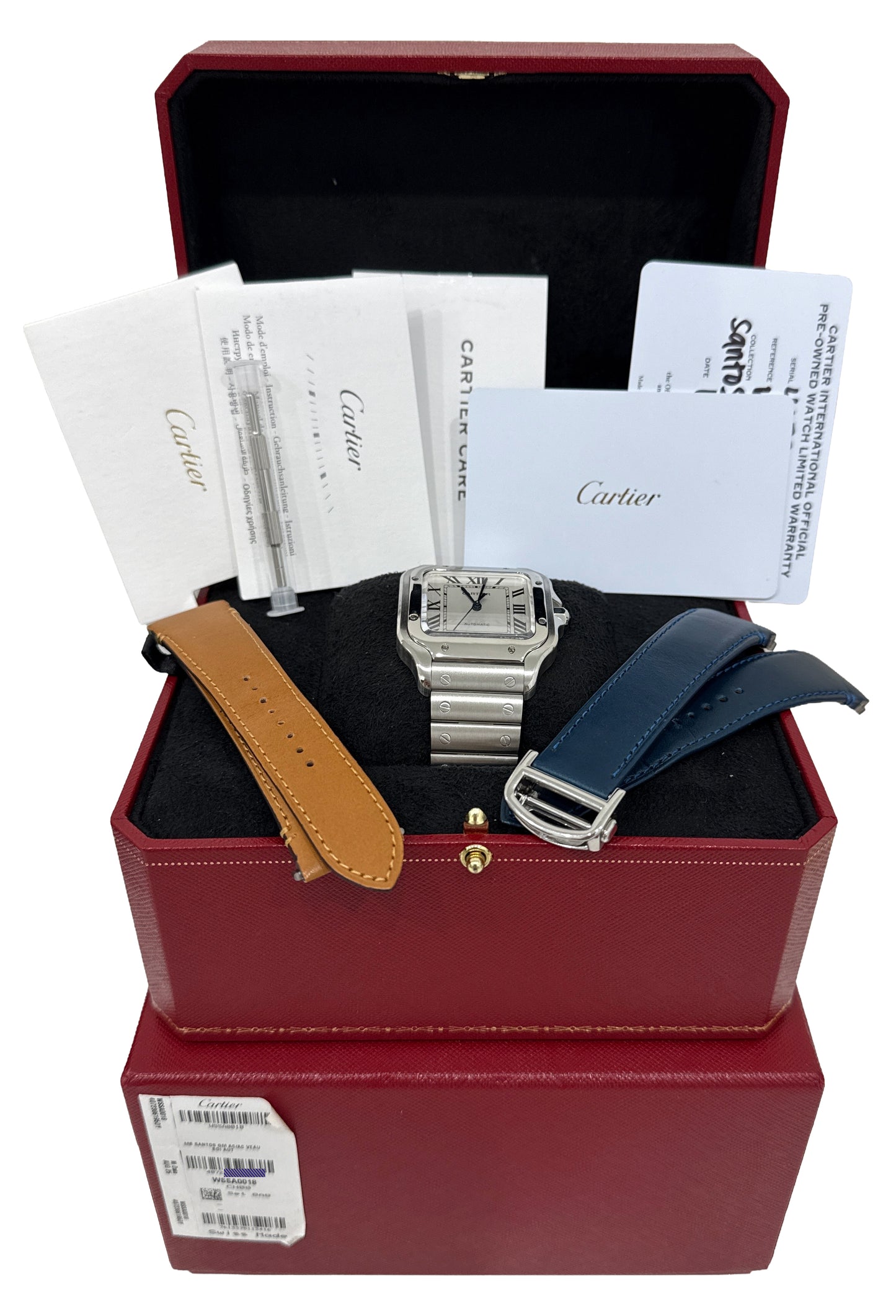 2025 CPO PAPERS Cartier Santos 39.8mm WHITE ROMAN Stainless 4072 WSSA0018 BOX