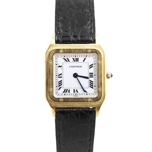 VINTAGE Cartier Paris Santos Dumont 96054 EXTRA PLATE 18K Yellow Gold Watch