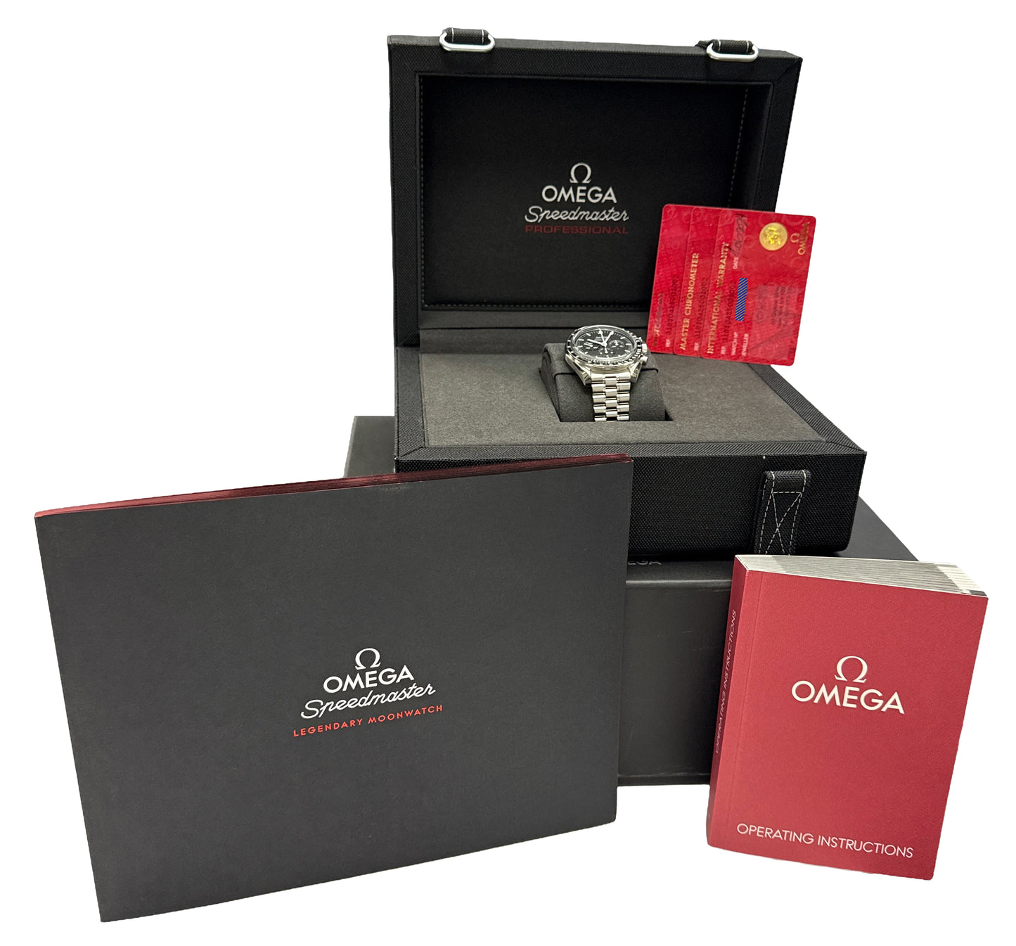 2024 PAPERS Omega Speedmaster Moonwatch 42mm Black Steel 310.30.42.50.01.001 BOX
