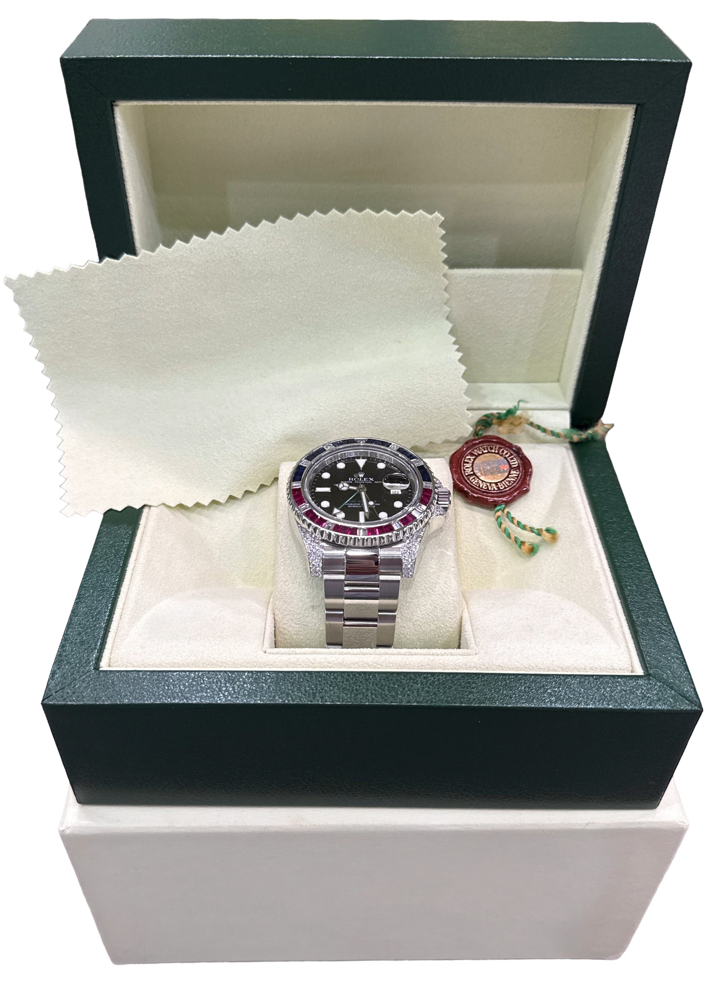 Rolex GMT-Master II DIAMOND SAPPHIRE Stainless Steel Blue Pink 40mm 116710 BOX