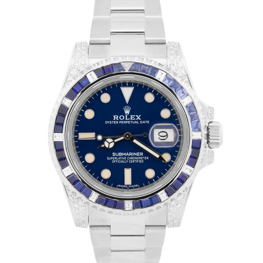 Rolex Submariner Date Blue DIAMOND SAPPHIRE Stainless Steel 40mm Watch 116610