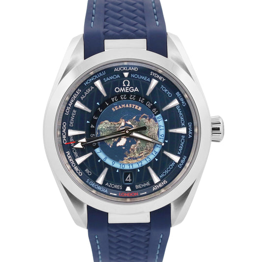 NEW Omega Seamaster Aqua Terra Worldtimer BLUE GMT 220.12.43.22.03.001 Watch BOX