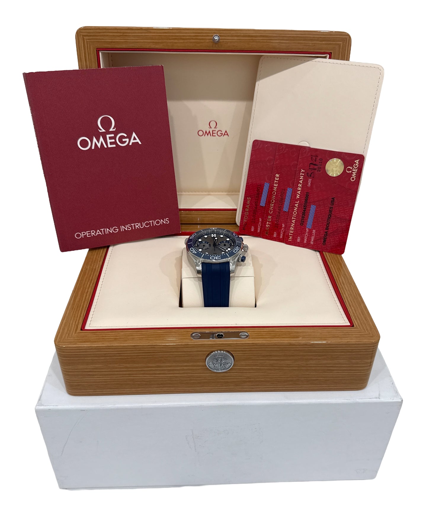 2021 PAPERS Omega Seamaster Diver BLUE GRAY Steel 44mm 210.30.44.51.06.001 BOX