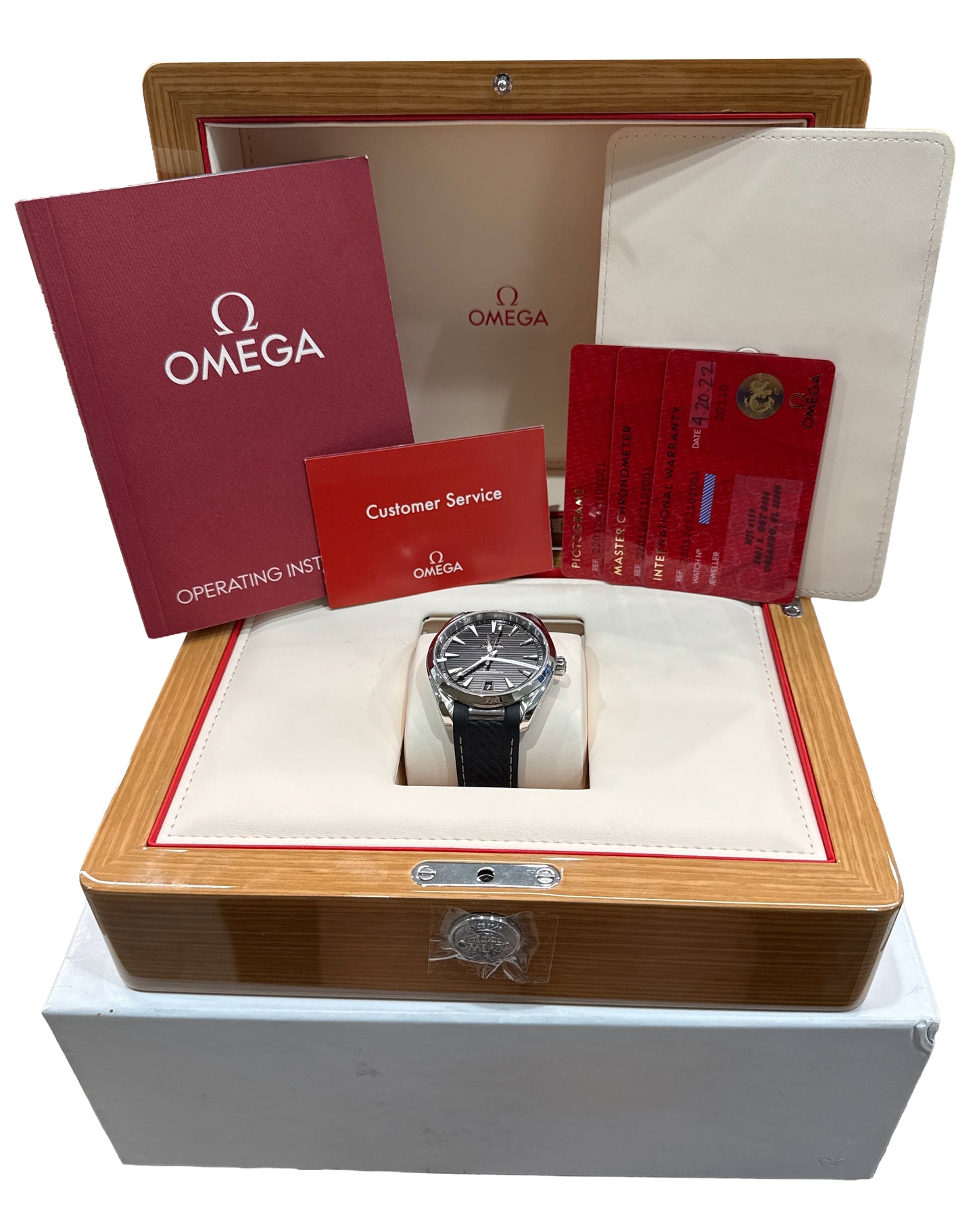 2022 PAPERS Omega Seamaster Aqua Terra BLACK Steel 220.12.41.21.01.001 Watch BOX