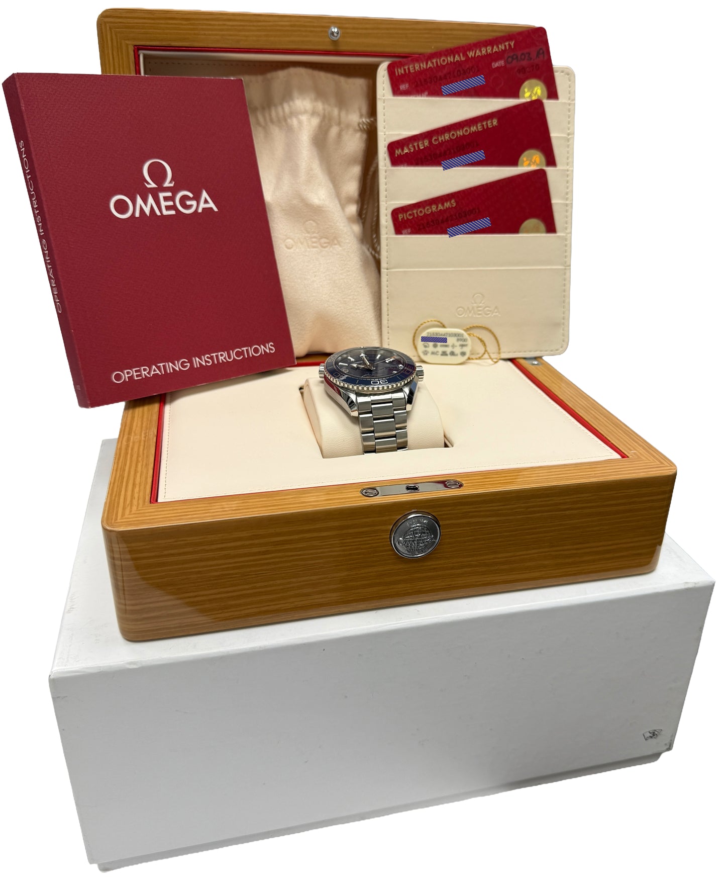 2019 PAPERS Omega Seamaster Planet Ocean 600M BLUE 43mm 215.30.44.21.03.001 BOX