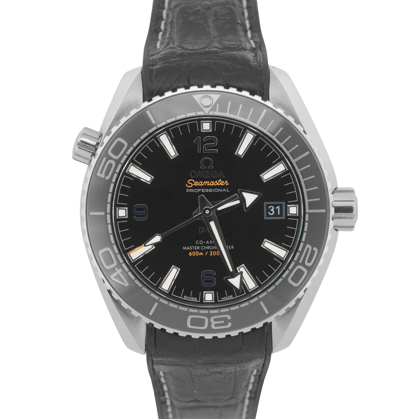 Omega Seamaster Planet Ocean BLACK Steel Leather 43.5mm 215.33.44.21.01.001 BOX