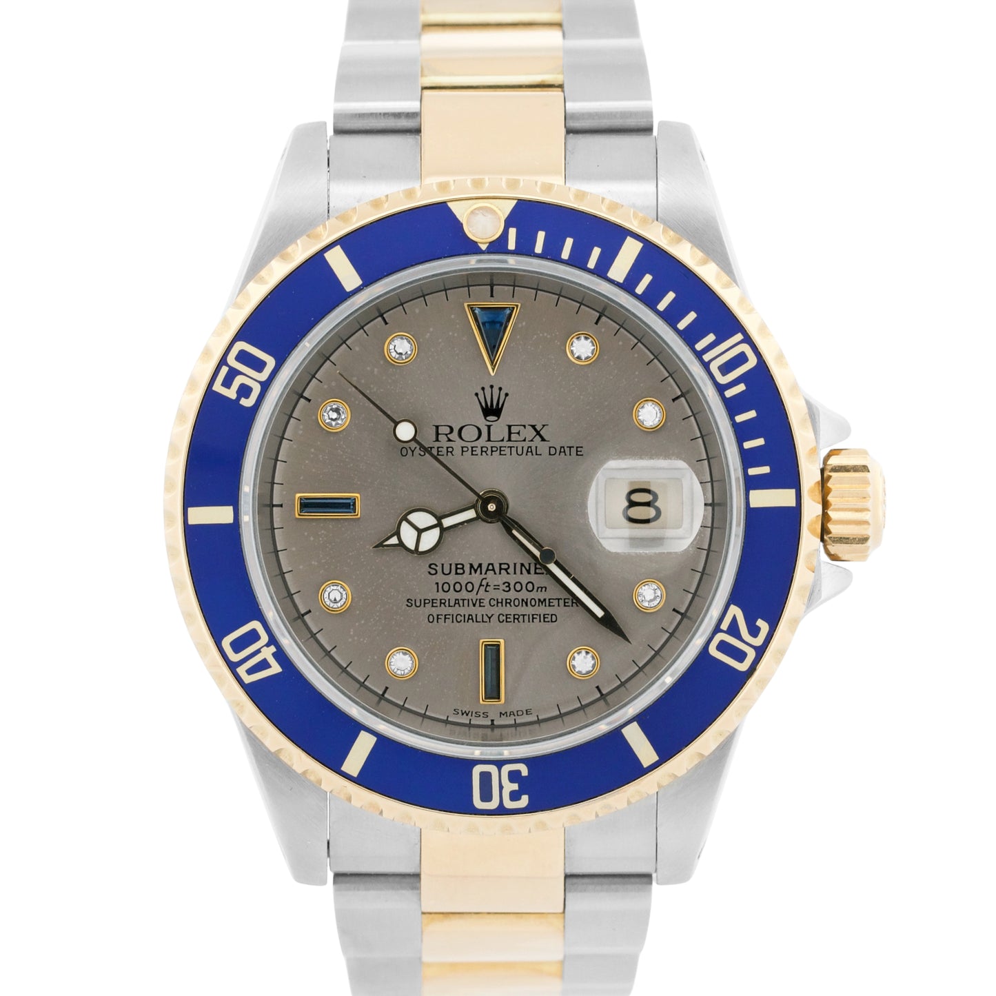 2024 RSC PAPERS Rolex Submariner 40mm SERTI SLATE DIAMOND Blue 18K 16613 BOX