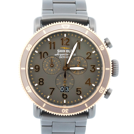 PAPERS Shinola Runwell Sport Chronograph PVD Steel 48mm Quartz S0100600614 BOX