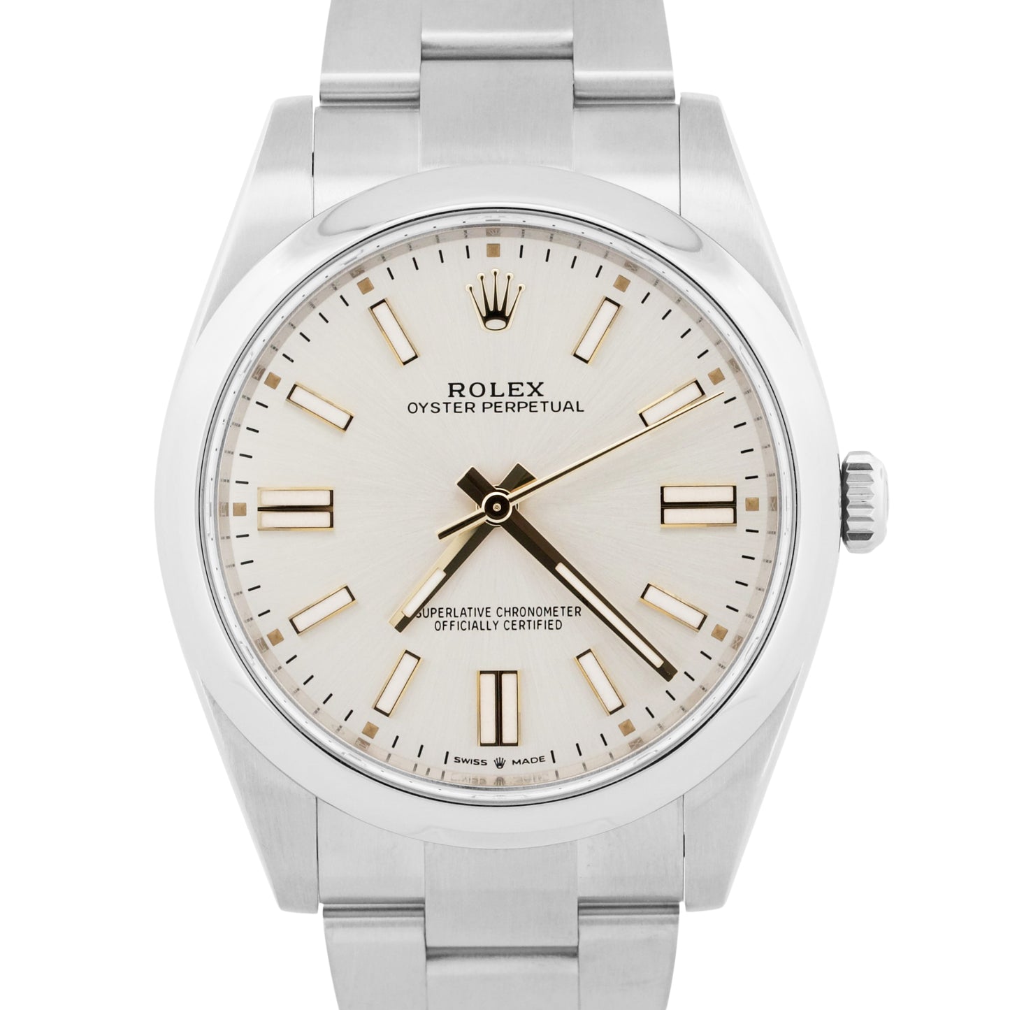 2025 Rolex Oyster Perpetual 124300 Silver Stainless Steel 41mm Watch Box Papers