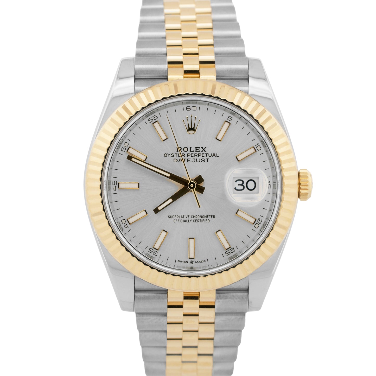 UNWORN PAPERS Rolex DateJust 41 SILVER 18K Gold JUBILEE 41mm 126333 Watch BOX